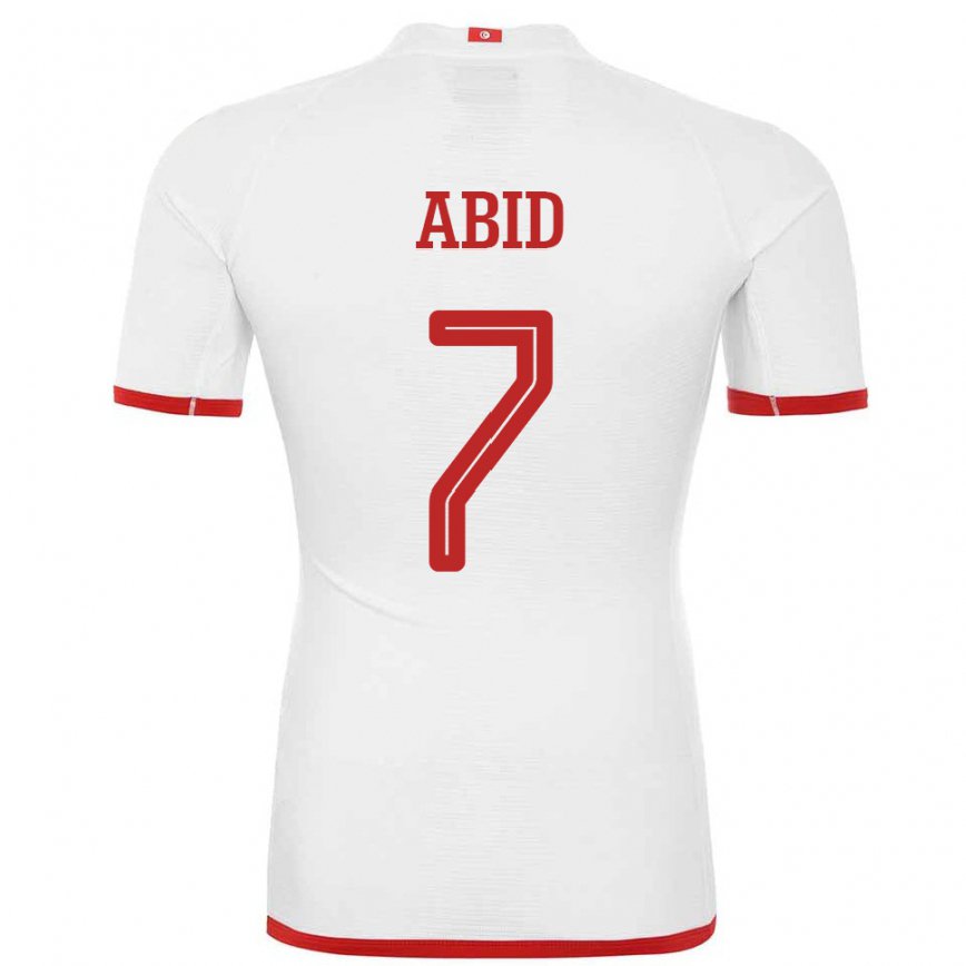 Men Tunisia Aziz Abid #7 White Away Jersey 2022/23 T-shirt