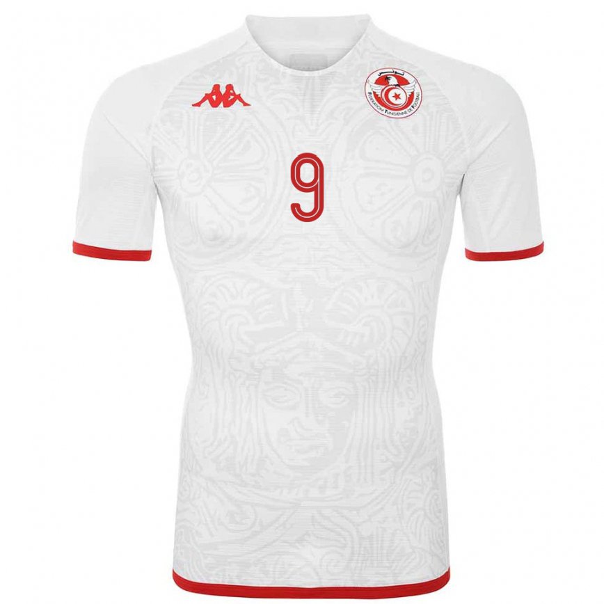 Men Tunisia Youssef Snana #9 White Away Jersey 2022/23 T-shirt