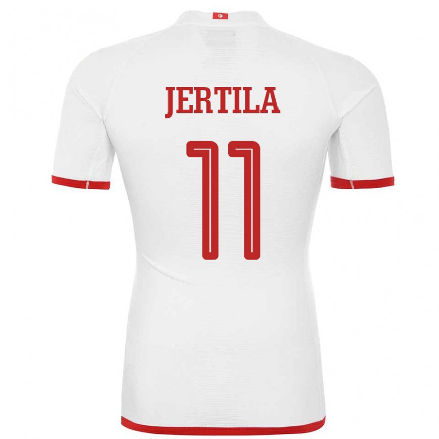 Men Tunisia Hedi Jertila #11 White Away Jersey 2022/23 T-shirt