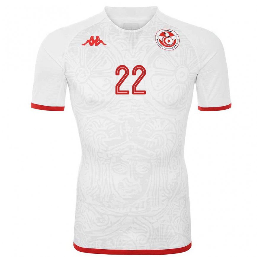 Men Tunisia Firas Ben Njima #22 White Away Jersey 2022/23 T-shirt