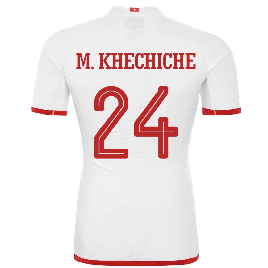 Men Tunisia Mohamed Amine Khechiche #24 White Away Jersey 2022/23 T-shirt