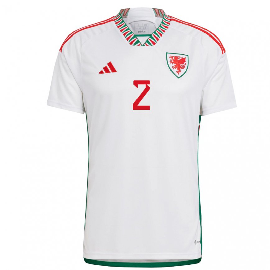Men Wales Loren Dykes #2 White Away Jersey 2022/23 T-shirt