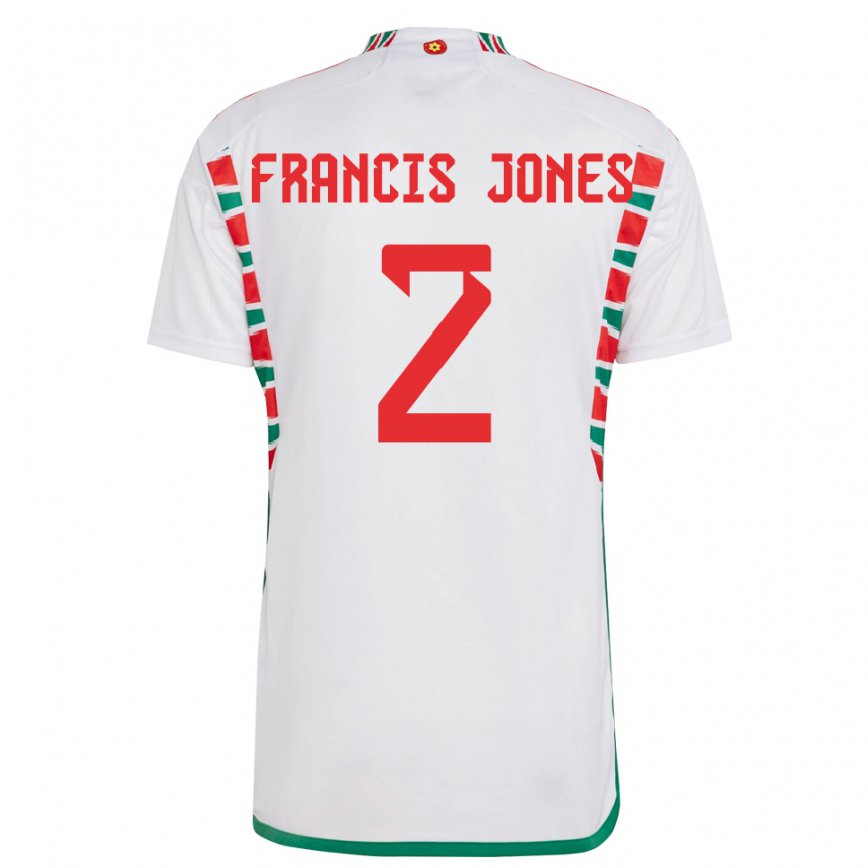 Men Wales Maria Francis Jones #2 White Away Jersey 2022/23 T-shirt
