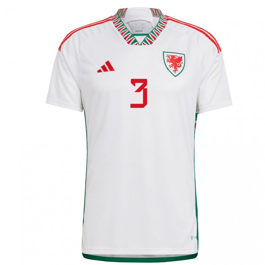 Men Wales Gemma Evans #3 White Away Jersey 2022/23 T-shirt