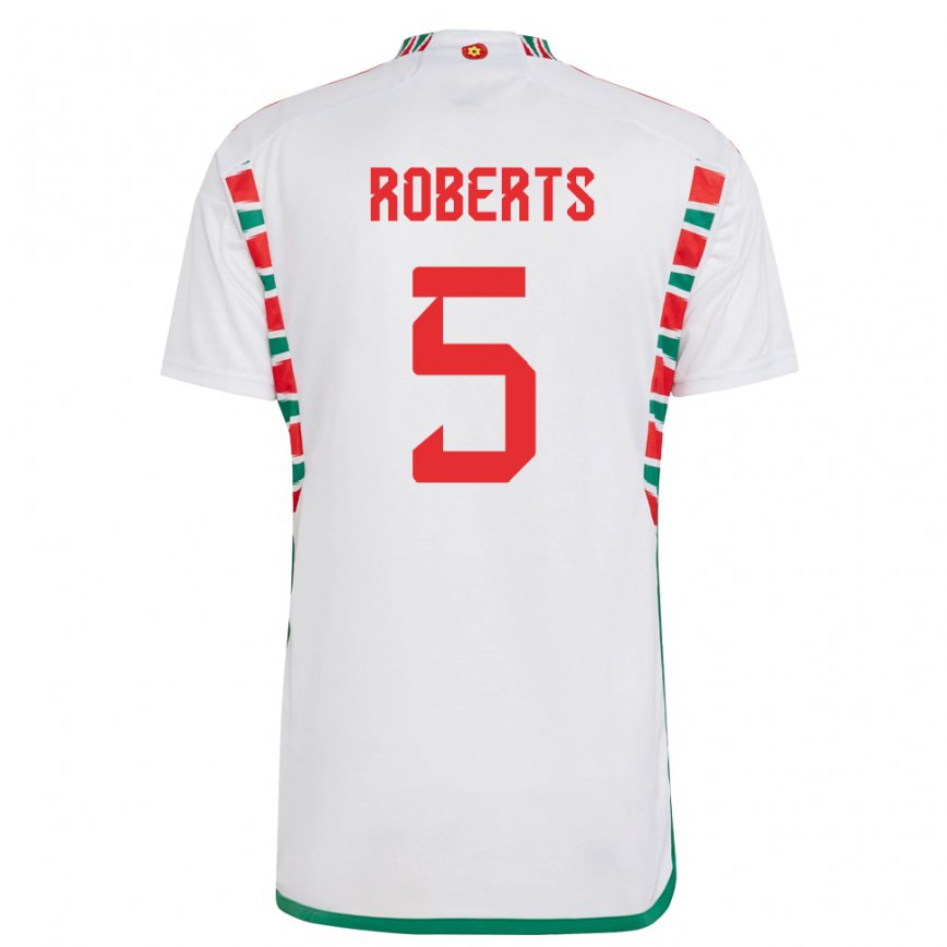 Men Wales Rhiannon Roberts #5 White Away Jersey 2022/23 T-shirt