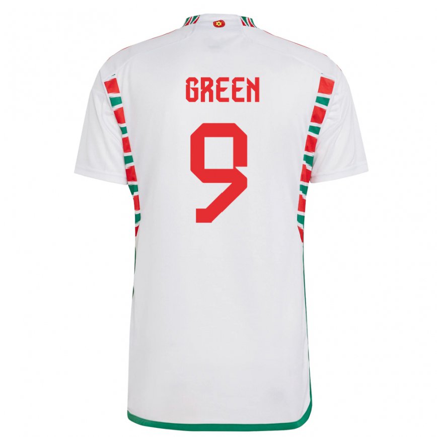Men Wales Kayleigh Green #9 White Away Jersey 2022/23 T-shirt