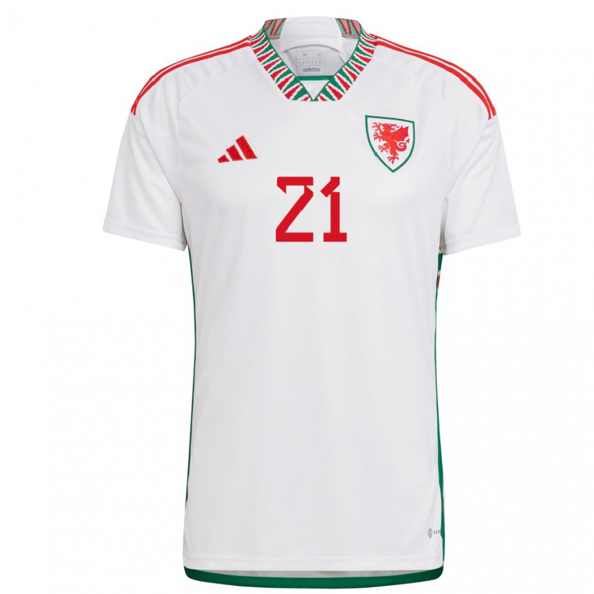 Men Wales Poppy Soper #21 White Away Jersey 2022/23 T-shirt