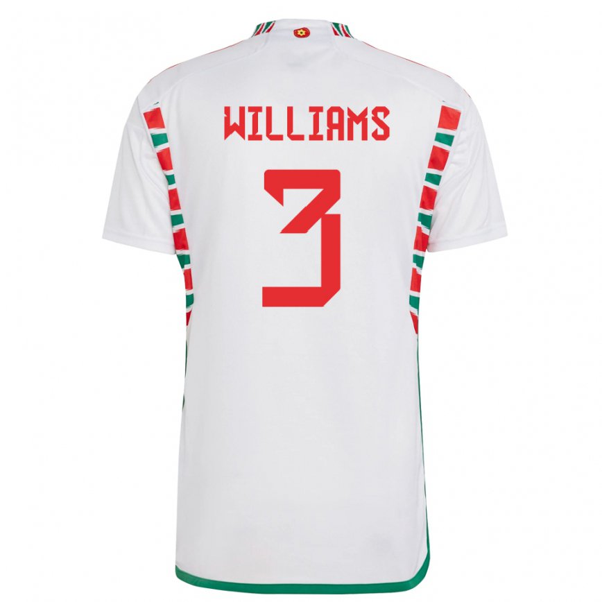Men Wales Zac Williams #3 White Away Jersey 2022/23 T-shirt