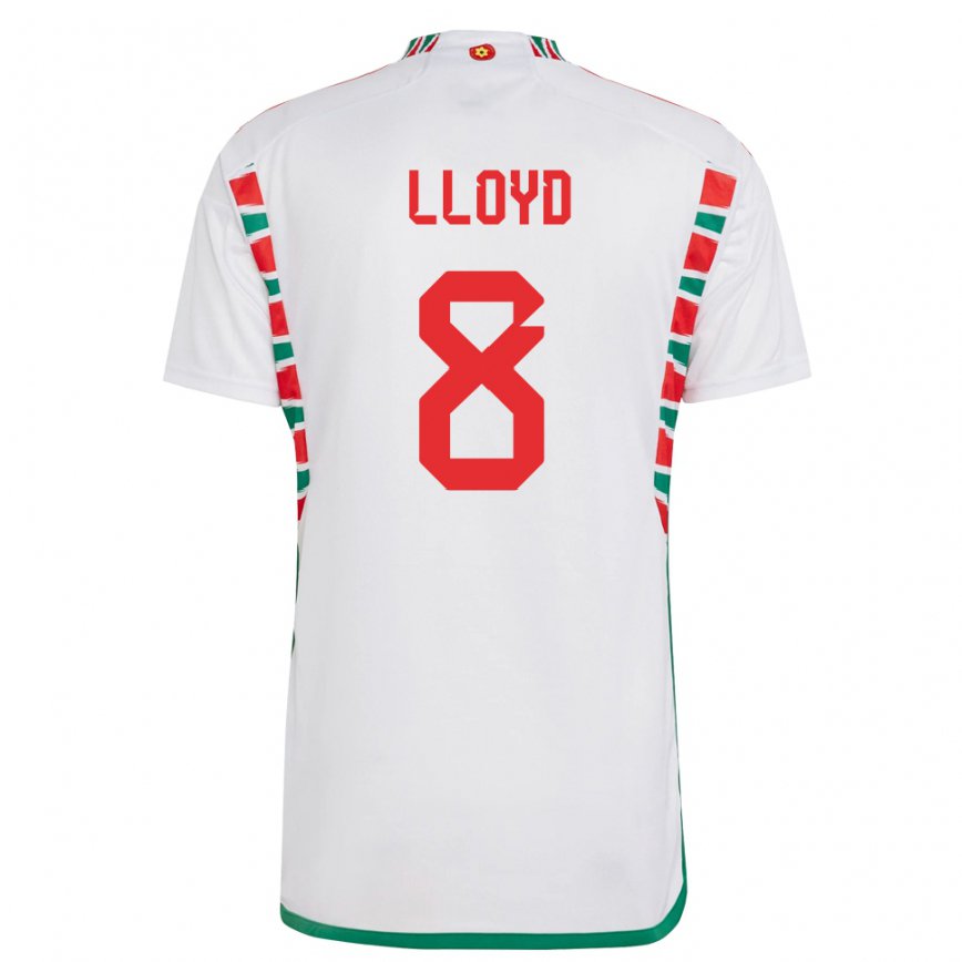 Men Wales Ben Lloyd #8 White Away Jersey 2022/23 T-shirt