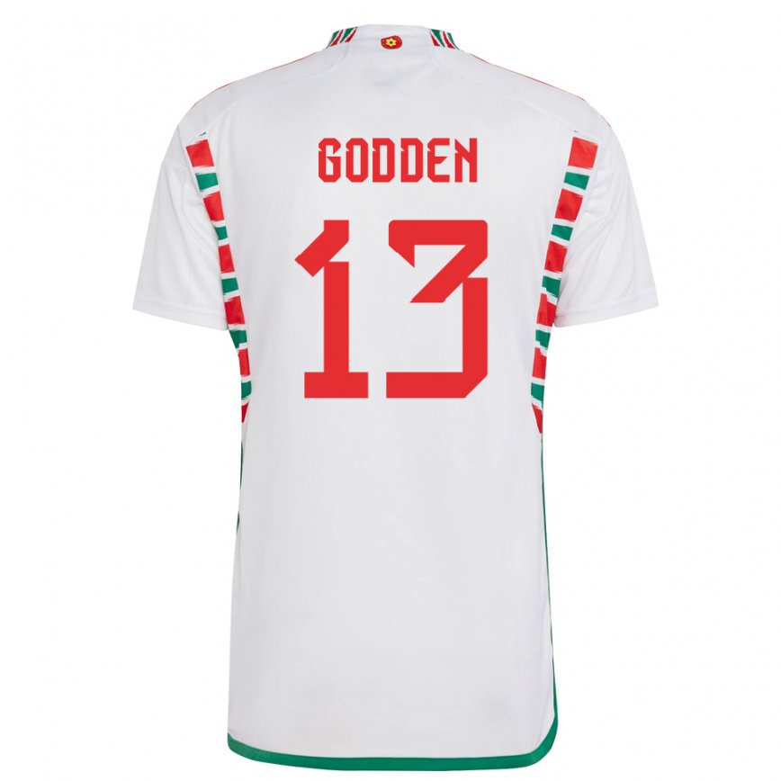 Men Wales Scott Godden #13 White Away Jersey 2022/23 T-shirt