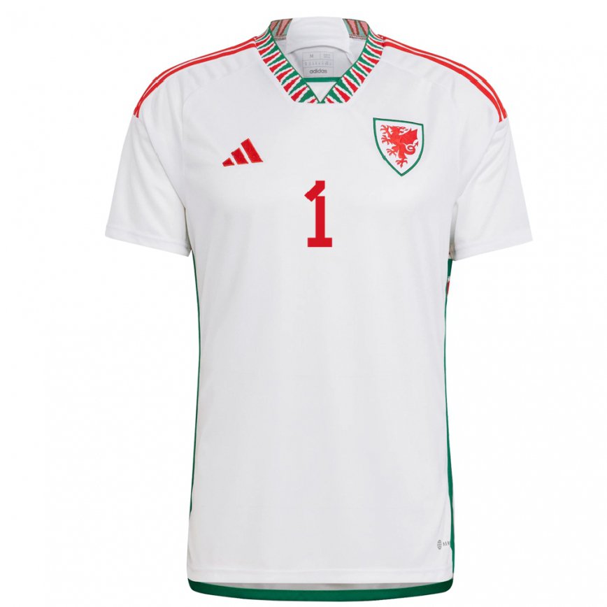 Men Wales James Pradic #1 White Away Jersey 2022/23 T-shirt