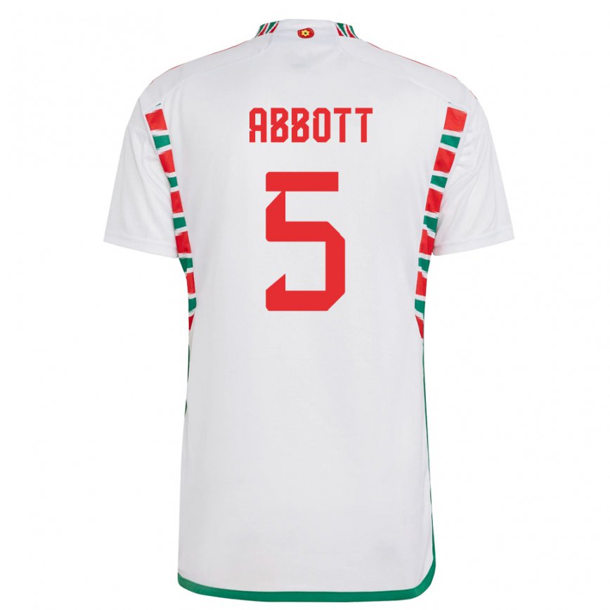 Men Wales George Abbott #5 White Away Jersey 2022/23 T-shirt