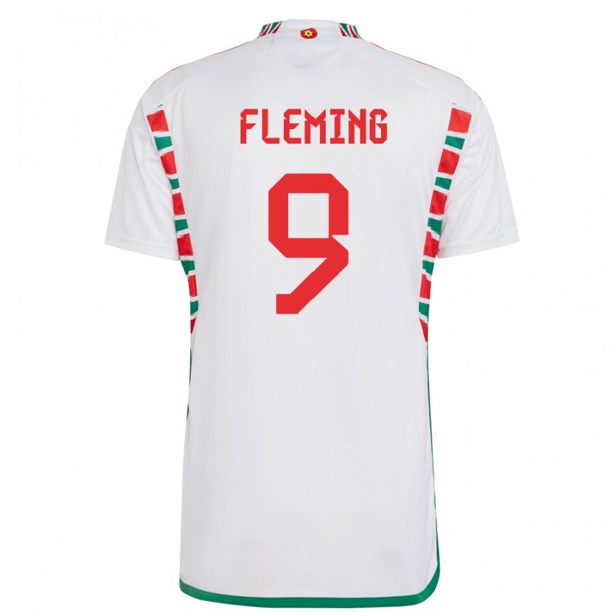 Men Wales Cole Fleming #9 White Away Jersey 2022/23 T-shirt
