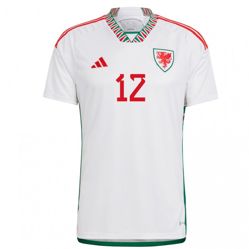 Men Wales Oliver Camis #12 White Away Jersey 2022/23 T-shirt