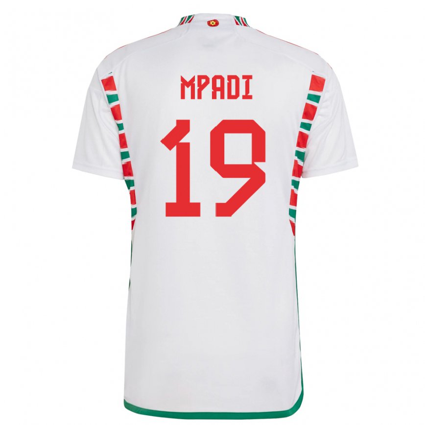 Men Wales Japhet Mpadi #19 White Away Jersey 2022/23 T-shirt