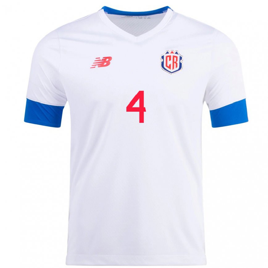 Men Costa Rica Mariana Benavides #4 White Away Jersey 2022/23 T-shirt