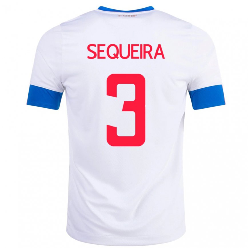 Men Costa Rica Douglas Sequeira #3 White Away Jersey 2022/23 T-shirt