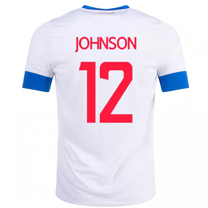 Men Costa Rica Shawn Johnson #12 White Away Jersey 2022/23 T-shirt