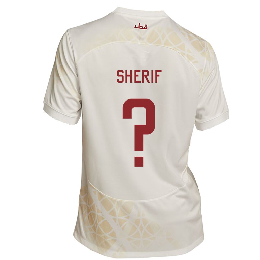 Men Qatar Marwan Sherif #0 Gold Beige Away Jersey 2022/23 T-shirt