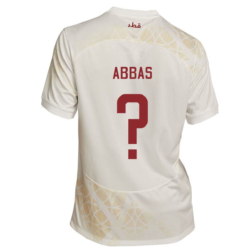 Men Qatar Nasser Abbas #0 Gold Beige Away Jersey 2022/23 T-shirt