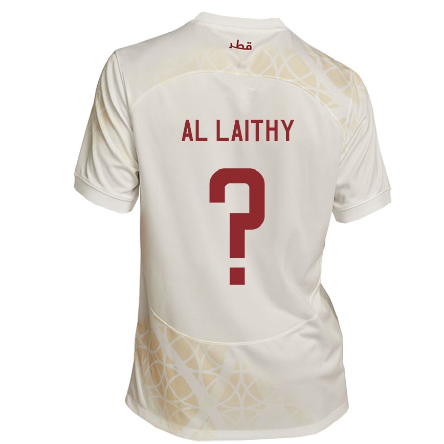 Men Qatar Bahaa Al Laithy #0 Gold Beige Away Jersey 2022/23 T-shirt