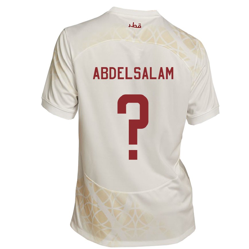 Men Qatar Nasser Abdelsalam #0 Gold Beige Away Jersey 2022/23 T-shirt