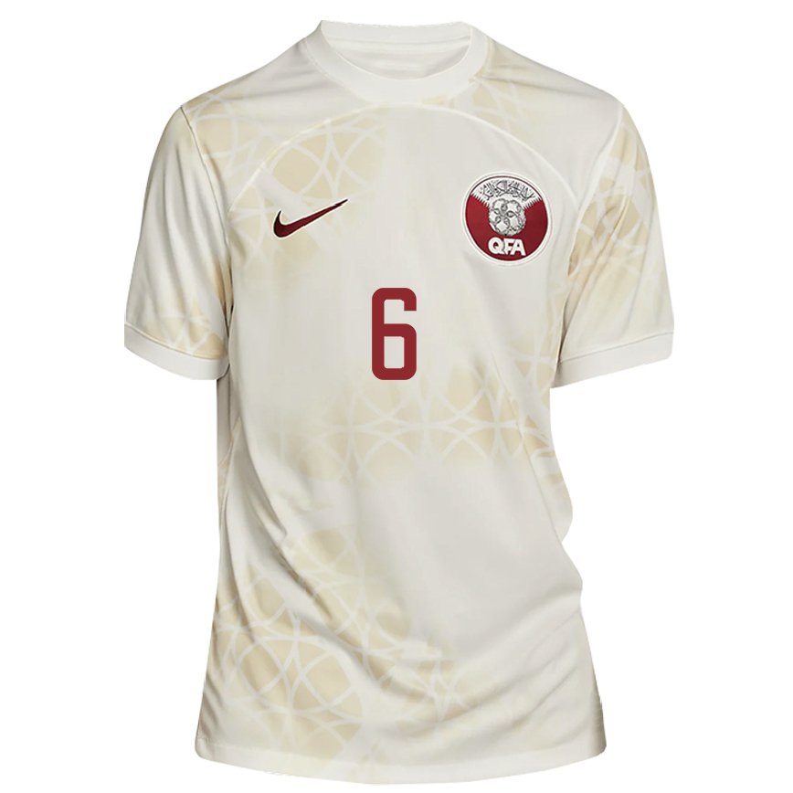Men Qatar Reem Al Naemi #6 Gold Beige Away Jersey 2022/23 T-shirt