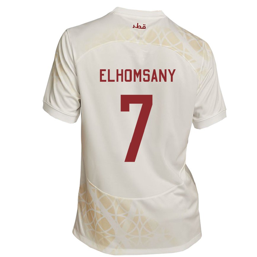 Men Qatar Yasmeen Elhomsany #7 Gold Beige Away Jersey 2022/23 T-shirt