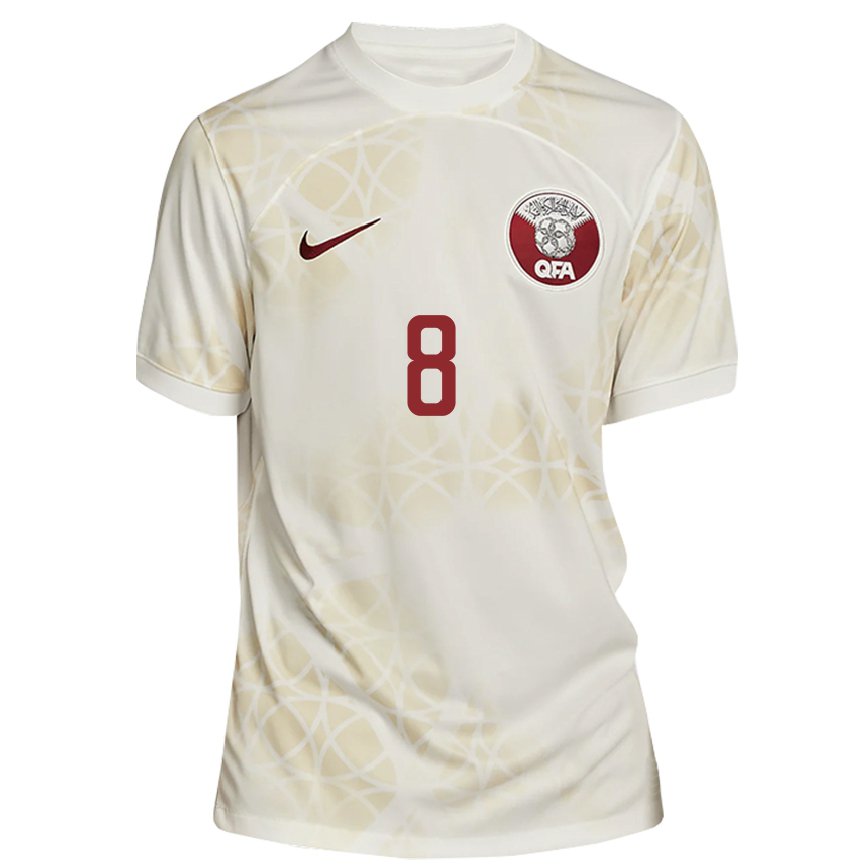Men Qatar Asma Al Sorore #8 Gold Beige Away Jersey 2022/23 T-shirt