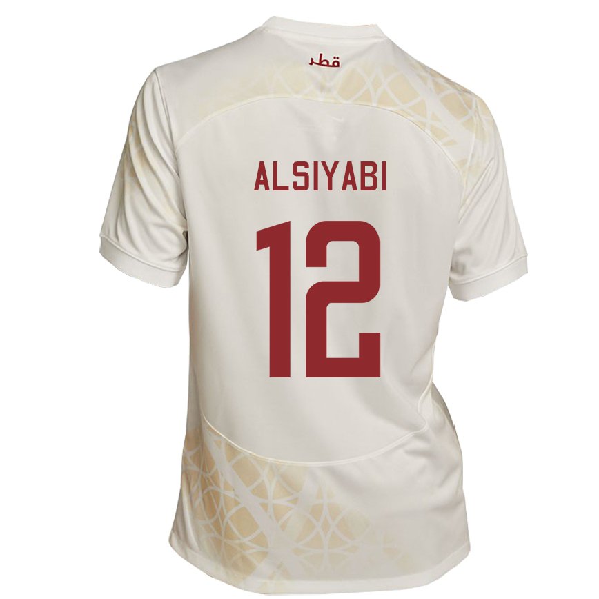 Men Qatar Shaima Alsiyabi #12 Gold Beige Away Jersey 2022/23 T-shirt