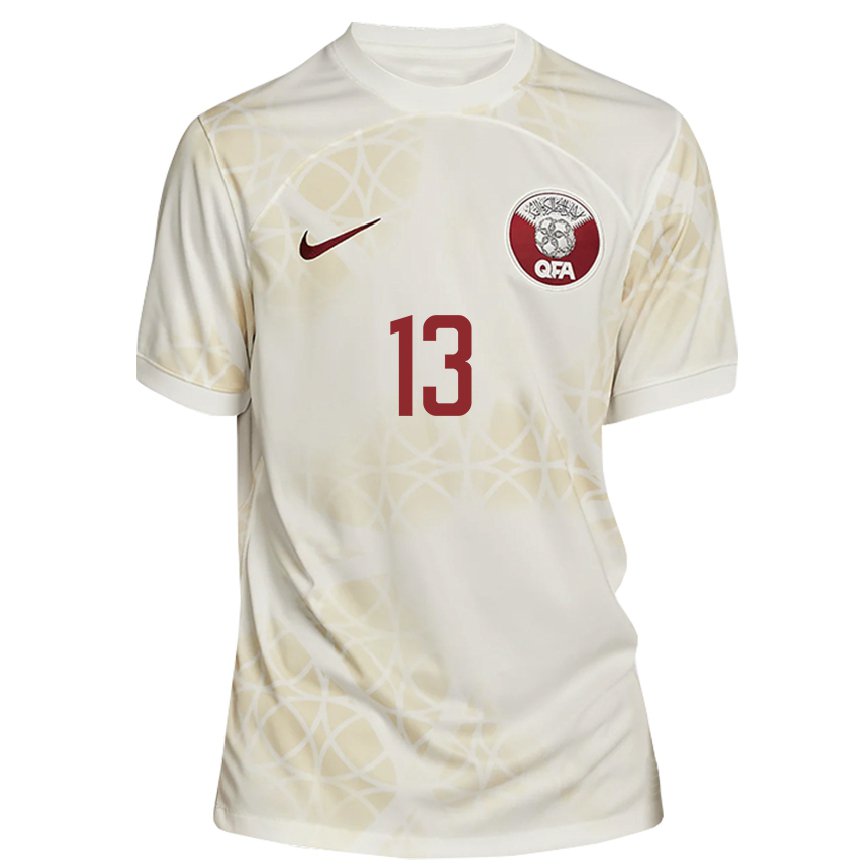 Men Qatar Zahra Al Naimi #13 Gold Beige Away Jersey 2022/23 T-shirt