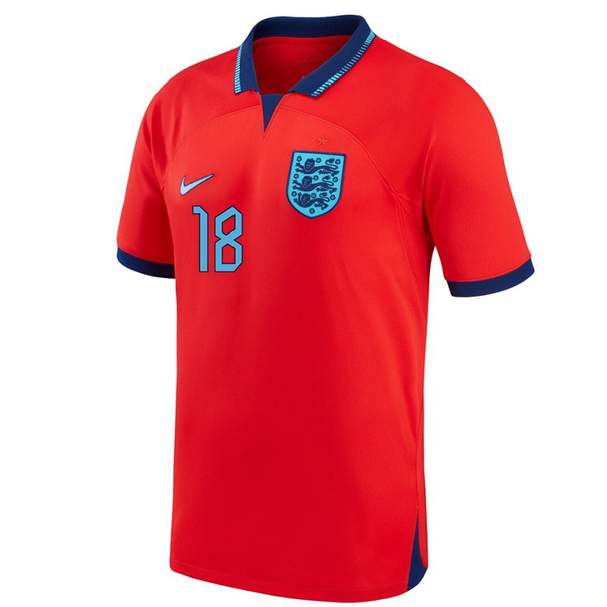 Men England Tommy Doyle #18 Red Away Jersey 2022/23 T-shirt