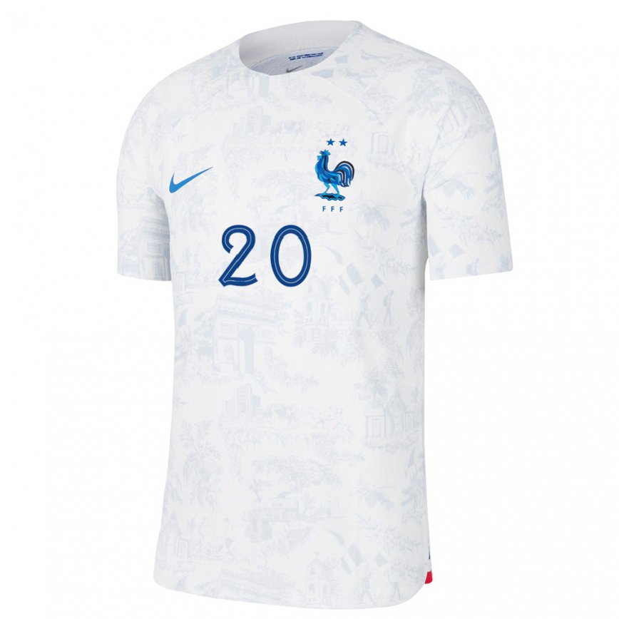 Men France Delphine Cascarino #20 White Blue Away Jersey 2022/23 T-shirt