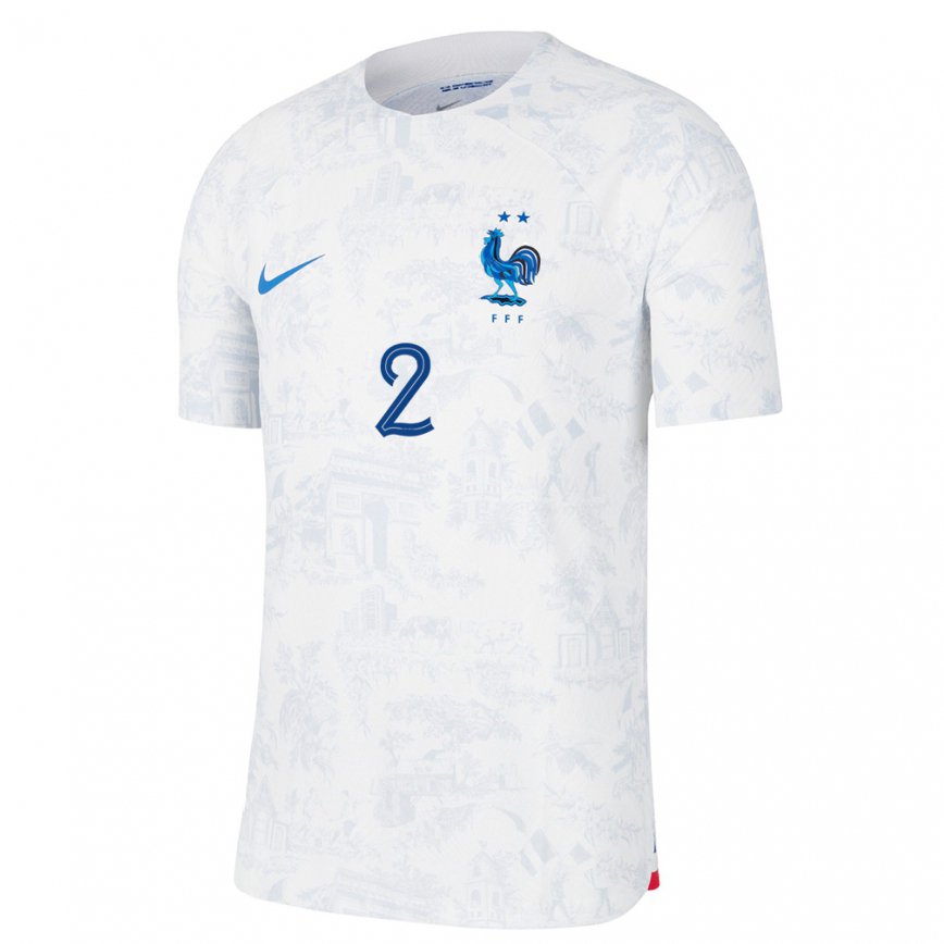 Men France Wesley Fofana #2 White Blue Away Jersey 2022/23 T-shirt