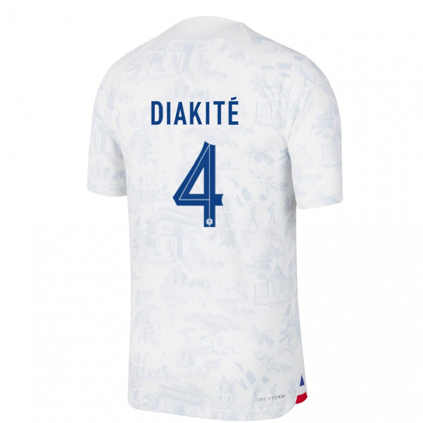 Men France Bafode Diakite #4 White Blue Away Jersey 2022/23 T-shirt