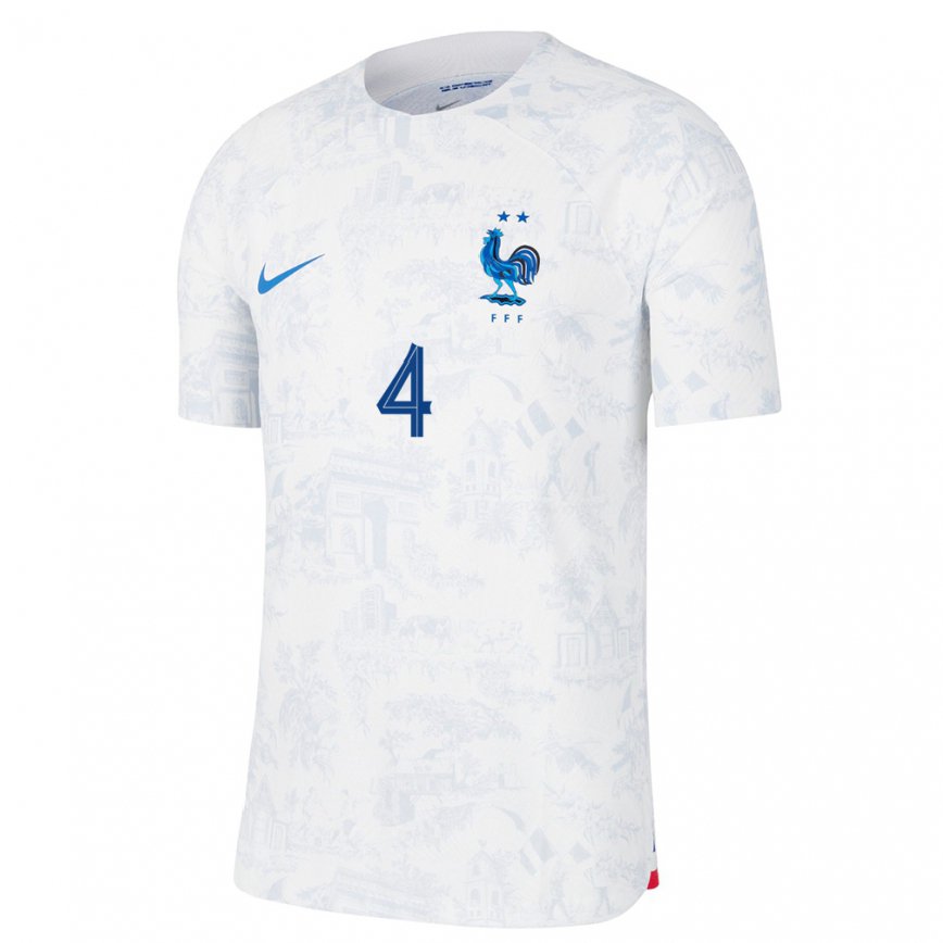 Men France Bafode Diakite #4 White Blue Away Jersey 2022/23 T-shirt