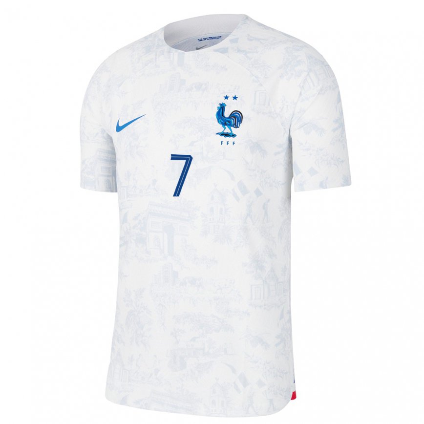 Men France Kouadio Kone #7 White Blue Away Jersey 2022/23 T-shirt
