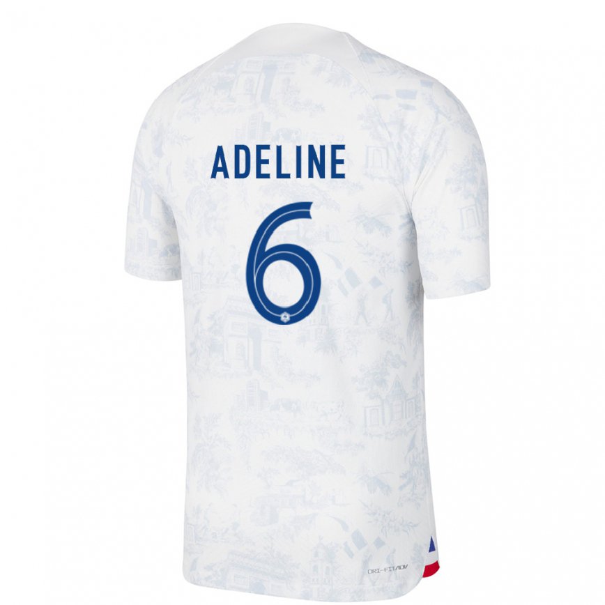 Men France Martin Adeline #6 White Blue Away Jersey 2022/23 T-shirt