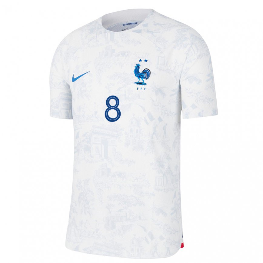 Men France Warren Bondo #8 White Blue Away Jersey 2022/23 T-shirt