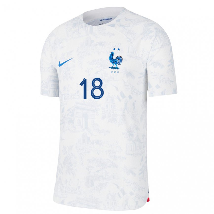 Men France Jordan Varela #18 White Blue Away Jersey 2022/23 T-shirt