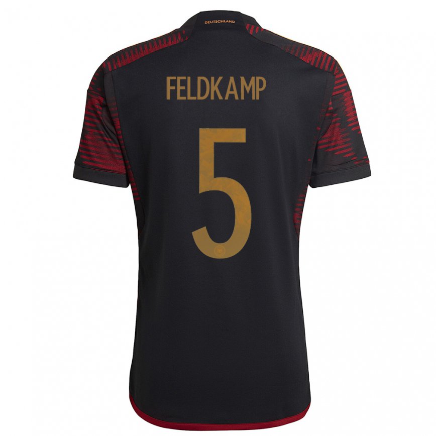 Men Germany Jana Feldkamp #5 Black Maroon Away Jersey 2022/23 T-shirt