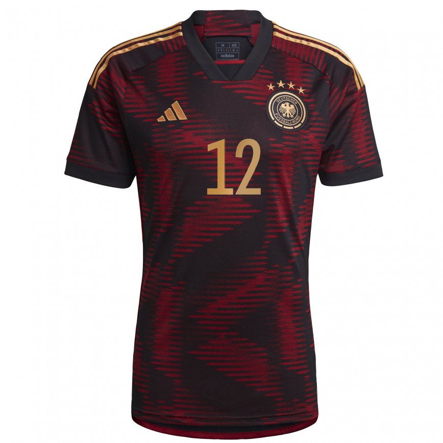 Men Germany Laura Benkarth #12 Black Maroon Away Jersey 2022/23 T-shirt