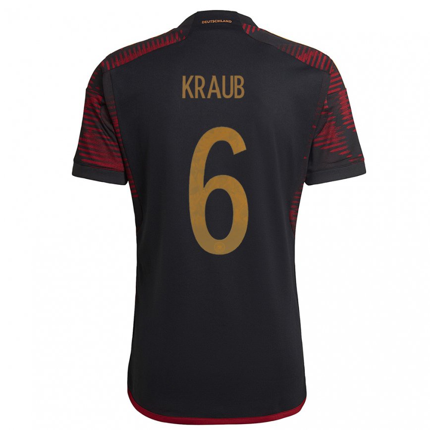Men Germany Tom Kraub #6 Black Maroon Away Jersey 2022/23 T-shirt
