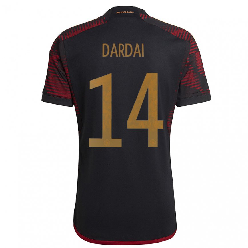 Men Germany Marton Dardai #14 Black Maroon Away Jersey 2022/23 T-shirt