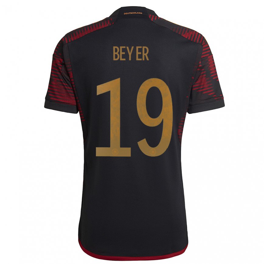 Men Germany Jordan Beyer #19 Black Maroon Away Jersey 2022/23 T-shirt
