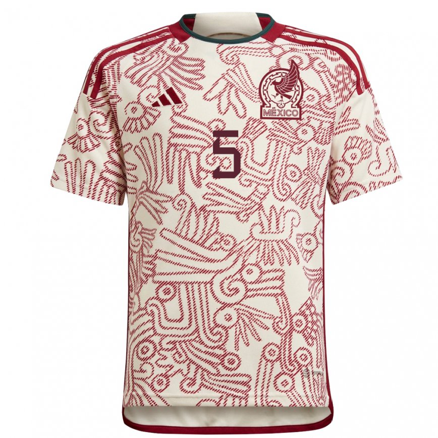 Men Mexico Jimena Lopez #5 Wonder White Red Away Jersey 2022/23 T-shirt