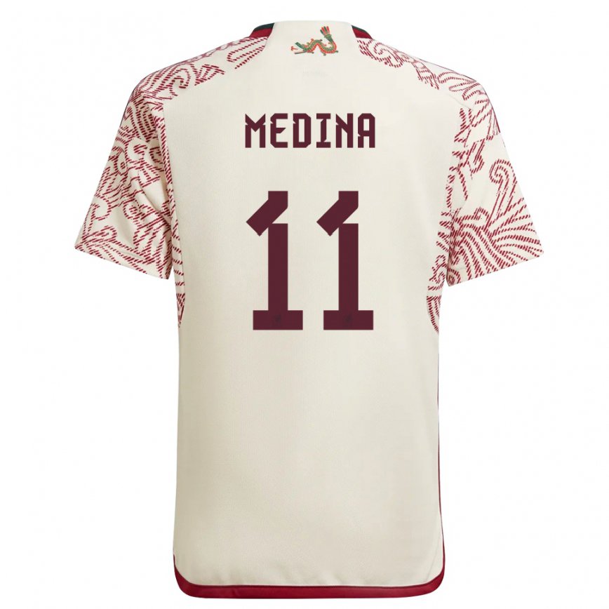 Men Mexico Diego Medina #11 Wonder White Red Away Jersey 2022/23 T-shirt