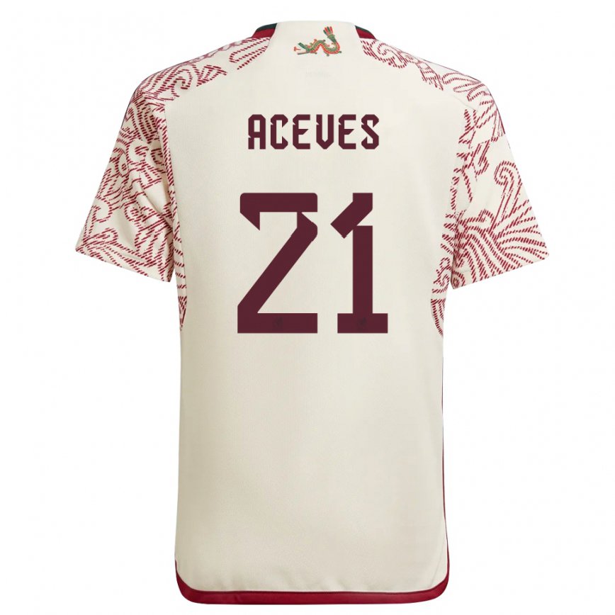 Men Mexico Daniel Aceves #21 Wonder White Red Away Jersey 2022/23 T-shirt