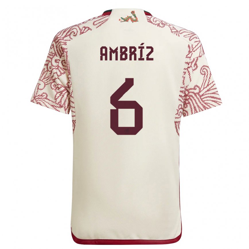 Men Mexico Fidel Ambriz #6 Wonder White Red Away Jersey 2022/23 T-shirt