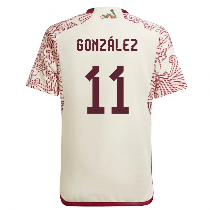 Men Mexico Bryan Gonzalez #11 Wonder White Red Away Jersey 2022/23 T-shirt